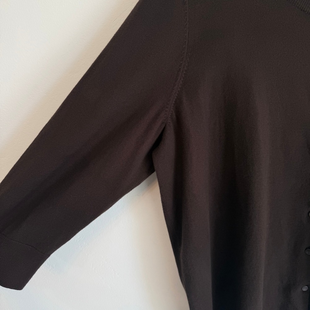Talbots Woman Chocolate Brown Cardigan 2X Pima Cotton Dark Academia Preppy - Picture 8 of 13